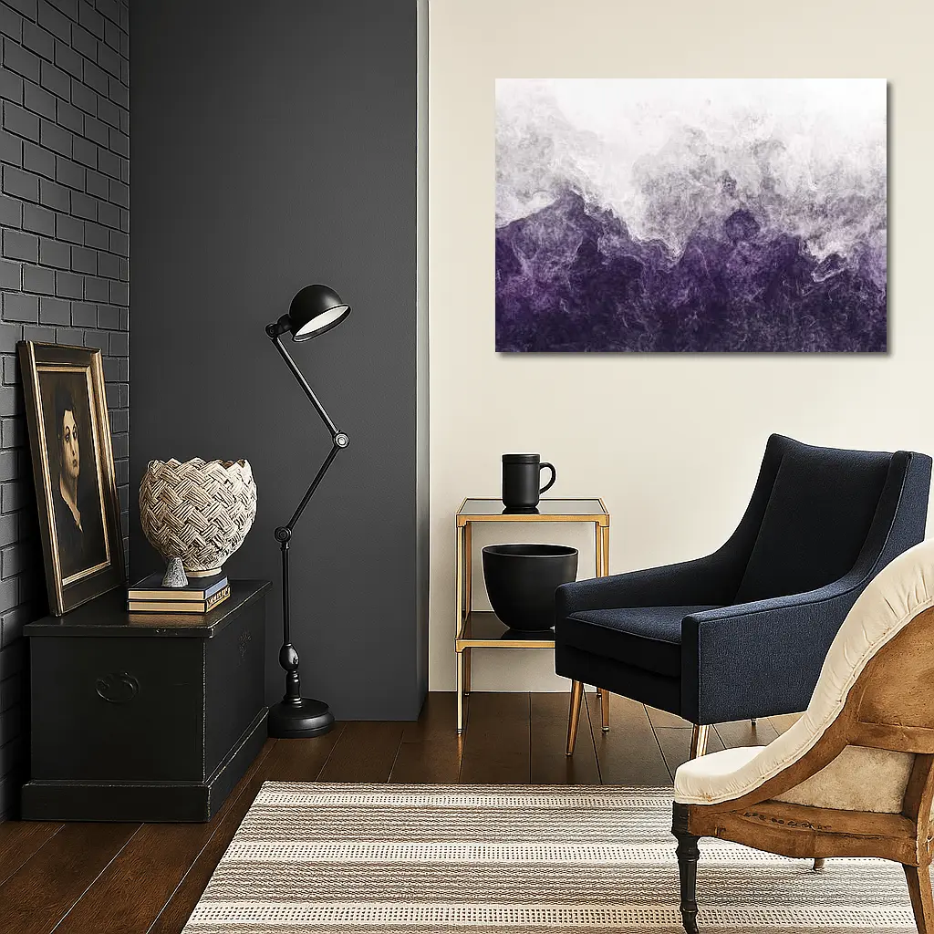 Purple Smoke Abstract Dark Stormy Art – Wall Art