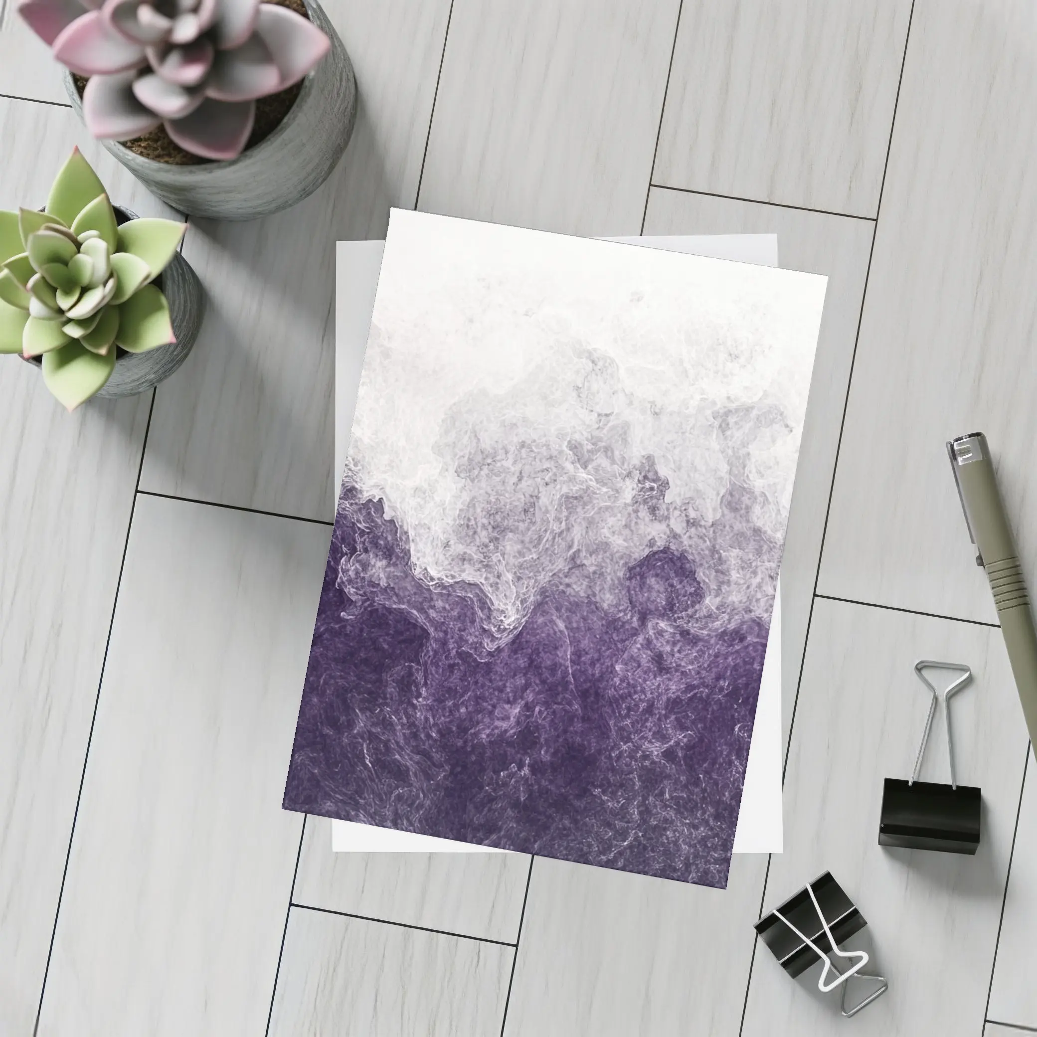 Purple Smoke Abstract Dark Stormy Art – Postcards