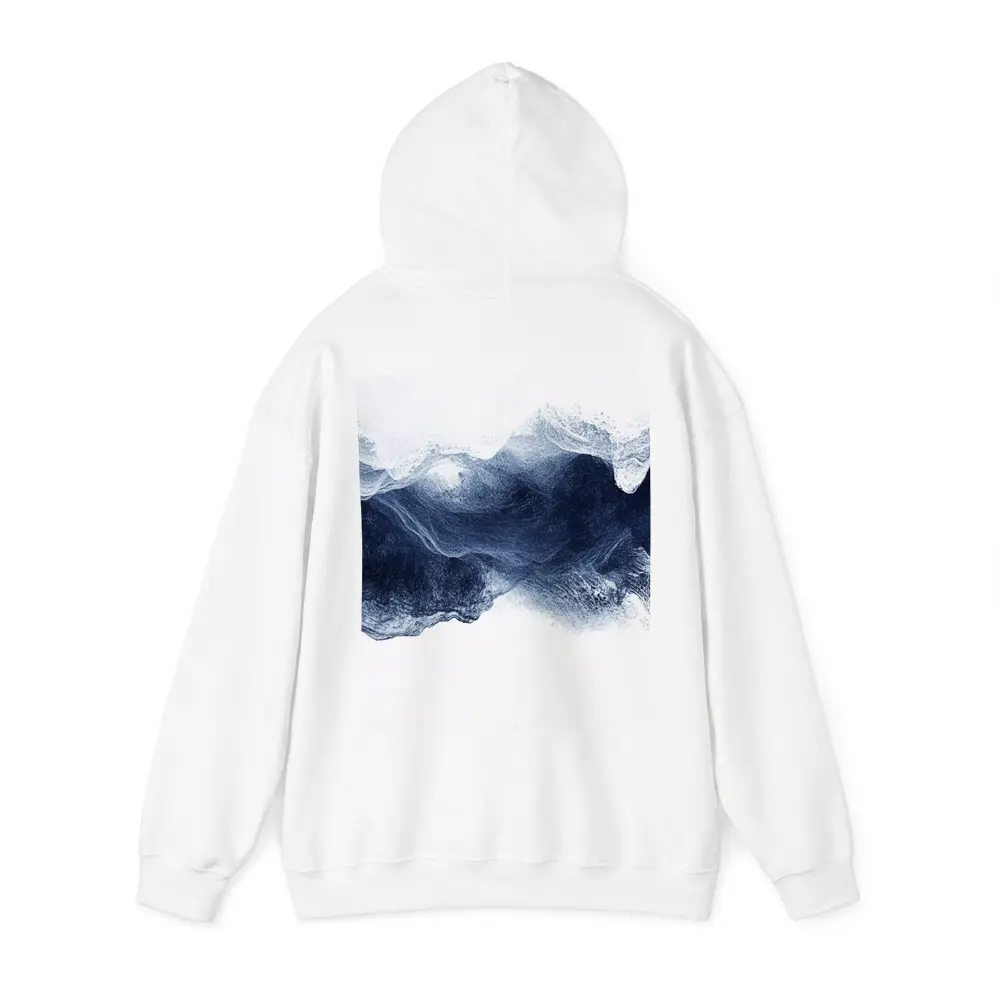Dark Blue Ink Wave Abstract White Background – Hoodies