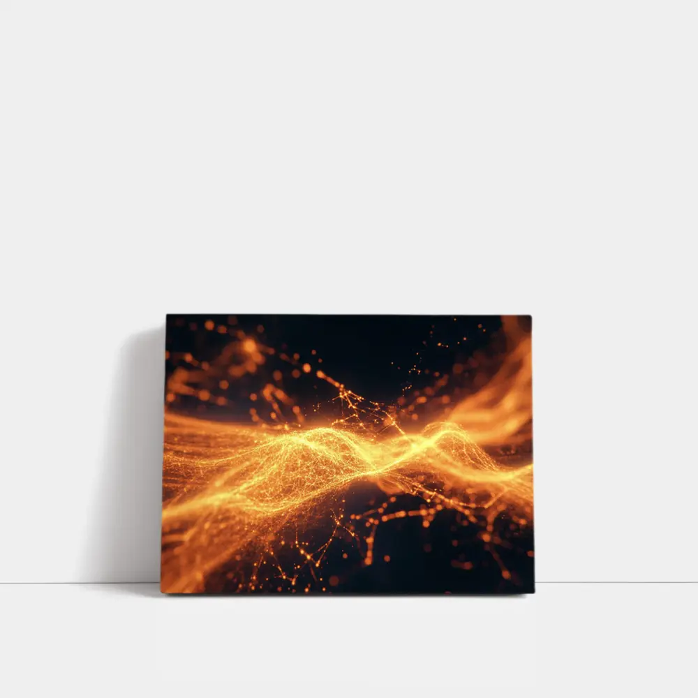 Golden Energy Wave Abstract Dark Background – Wall Art