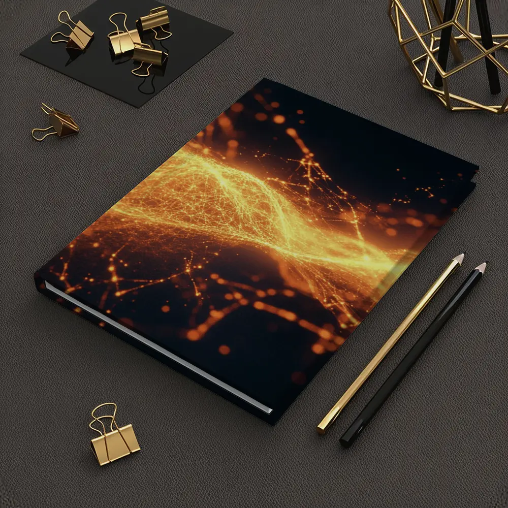Golden Energy Wave Abstract Dark Background – Notebooks