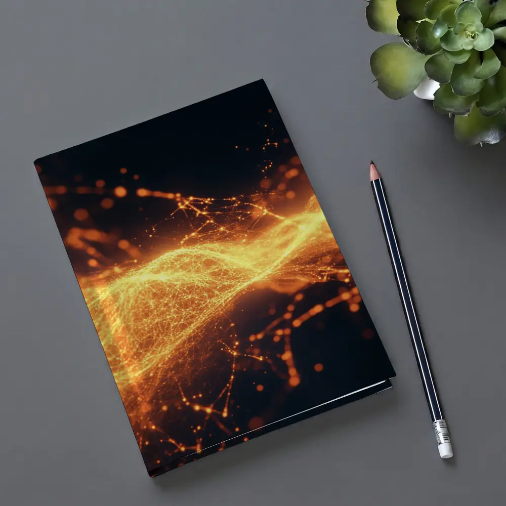 Golden Energy Wave Abstract Dark Background – Notebooks