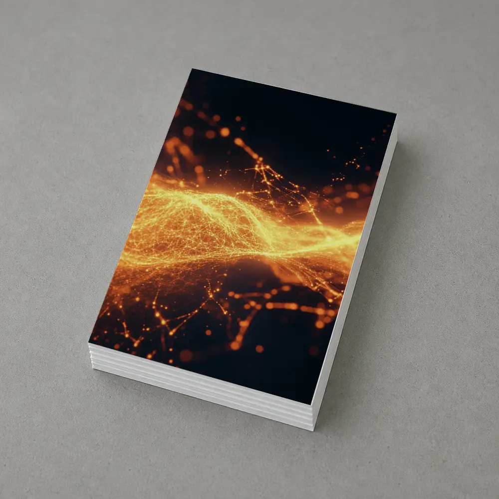 Golden Energy Wave Abstract Dark Background – Postcards