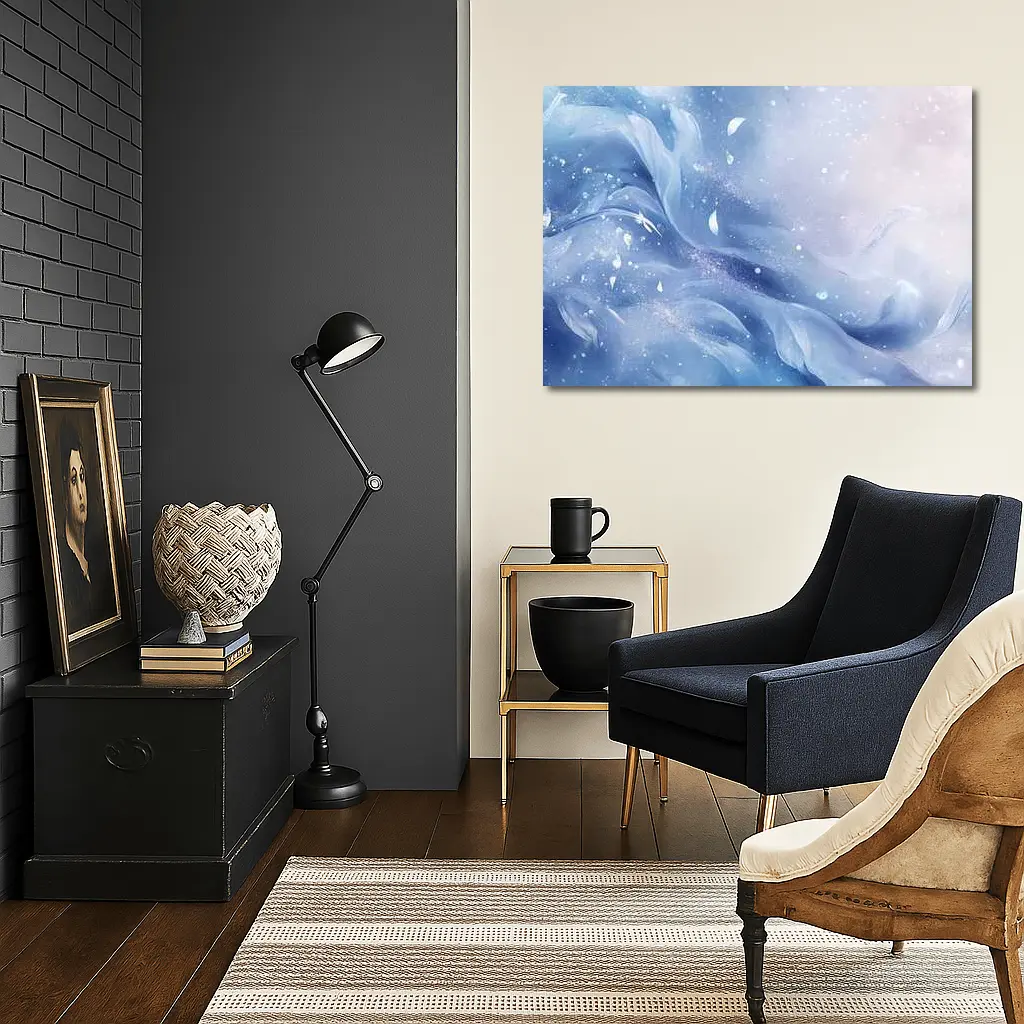 Soft Blue Abstract Swirling Dreamy Art – Wall Art