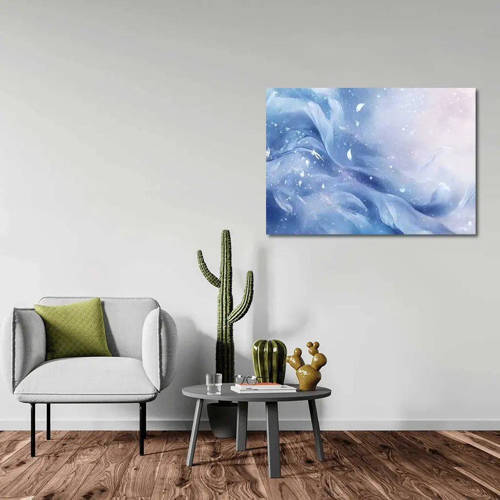 Soft Blue Abstract Swirling Dreamy Art – Wall Art