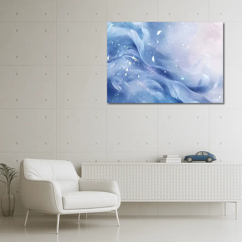 Soft Blue Abstract Swirling Dreamy Art – Wall Art