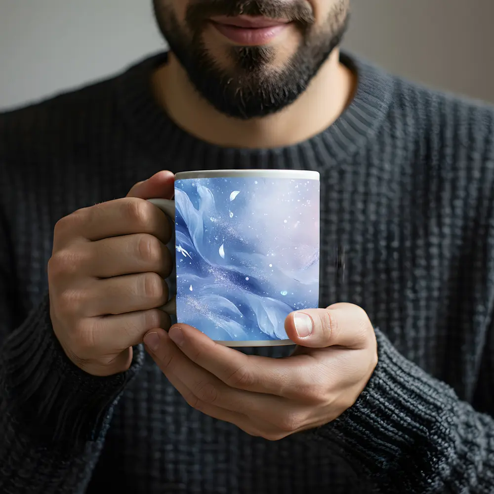 Soft Blue Abstract Swirling Dreamy Art – Mugs