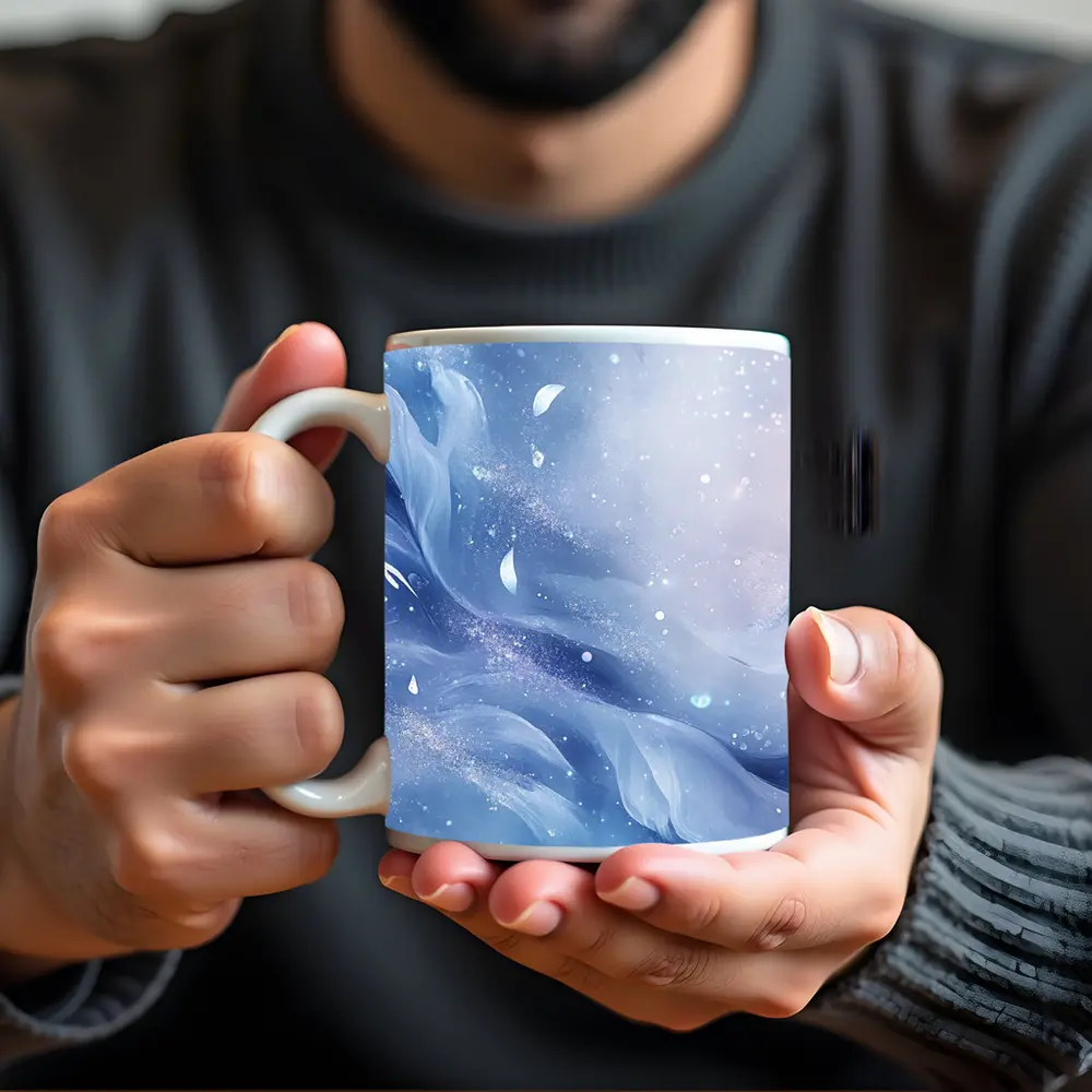 Soft Blue Abstract Swirling Dreamy Art – Mugs