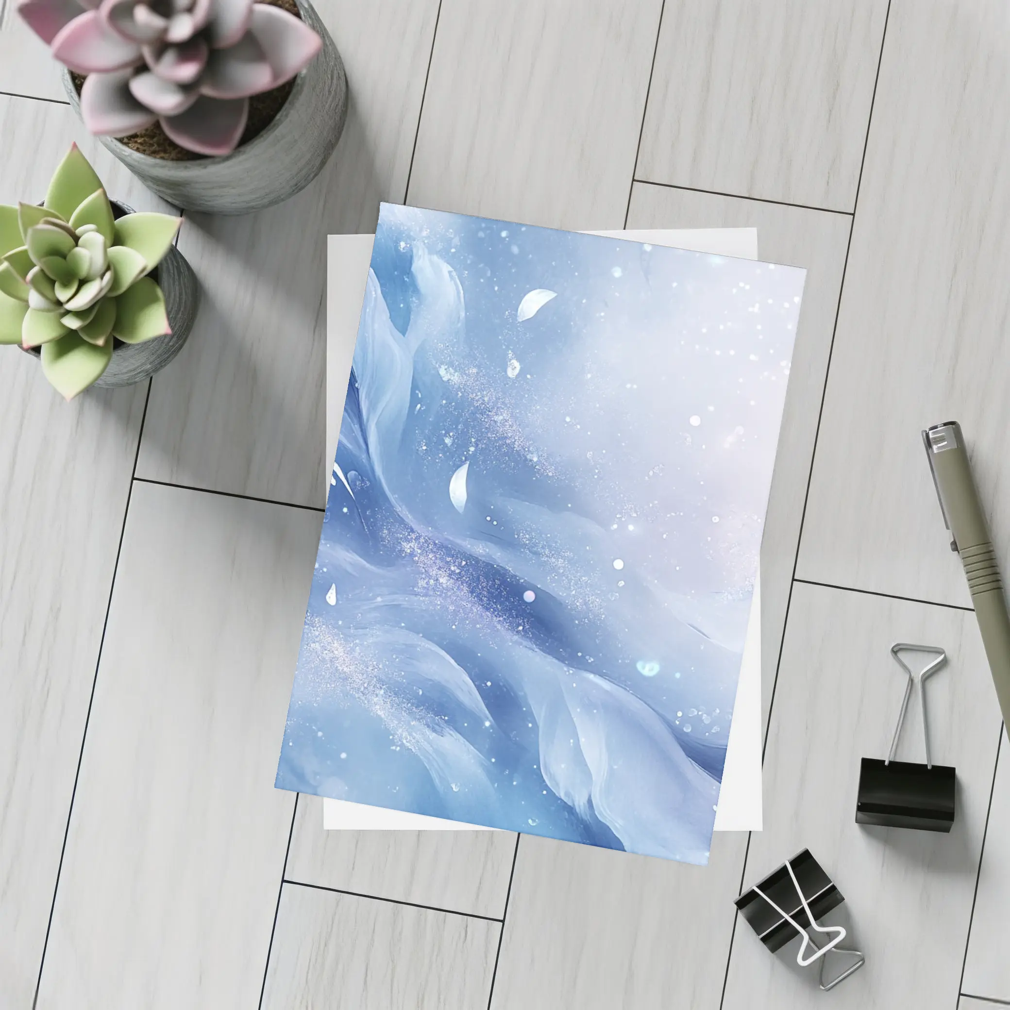 Soft Blue Abstract Swirling Dreamy Art – Postcards