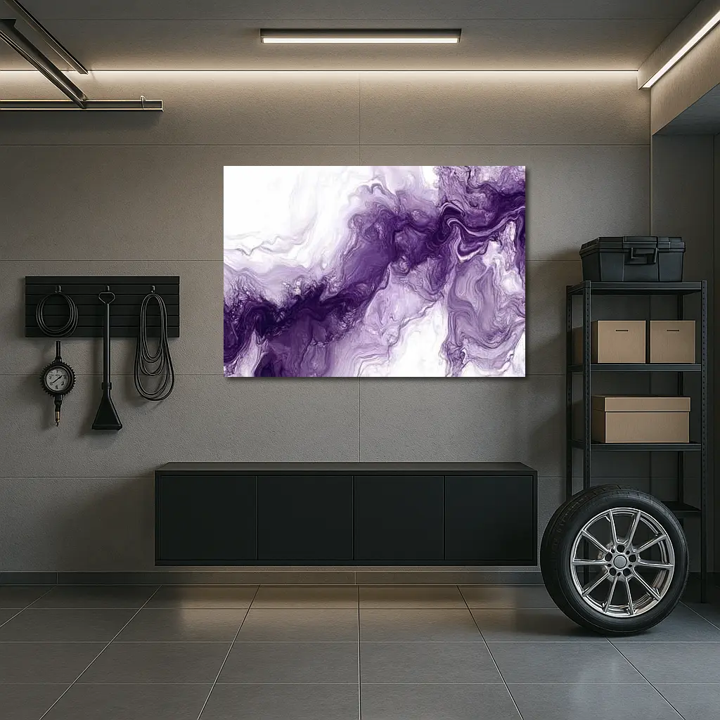 Purple Marble Abstract Fluid Art White – Wall Art