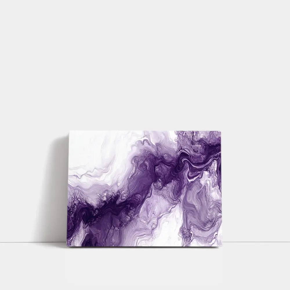 Purple Marble Abstract Fluid Art White – Wall Art