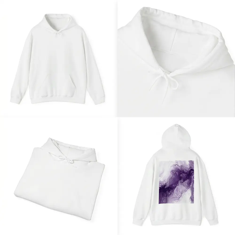 Purple Marble Abstract Fluid Art White – Hoodies