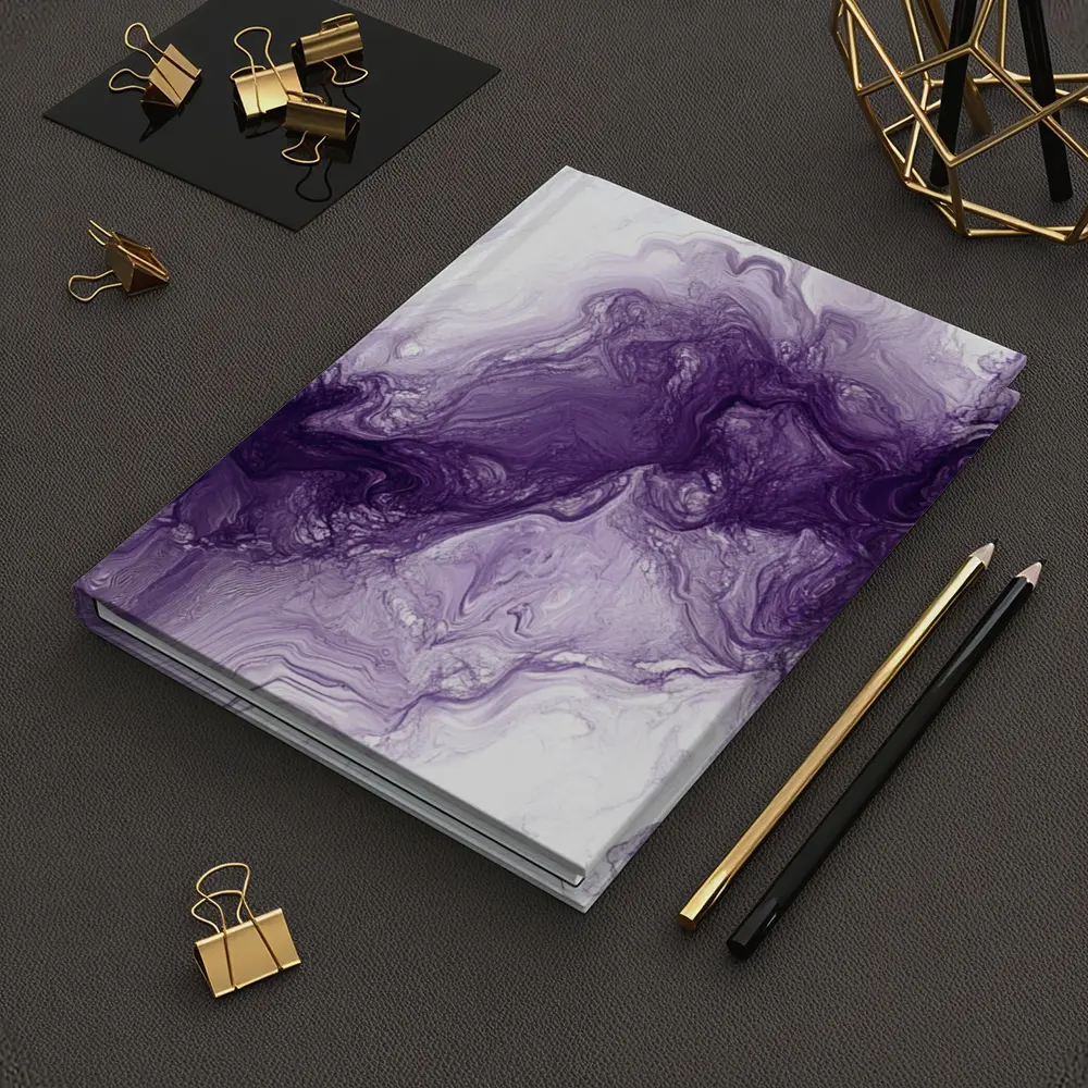 Purple Marble Abstract Fluid Art White – Notebooks