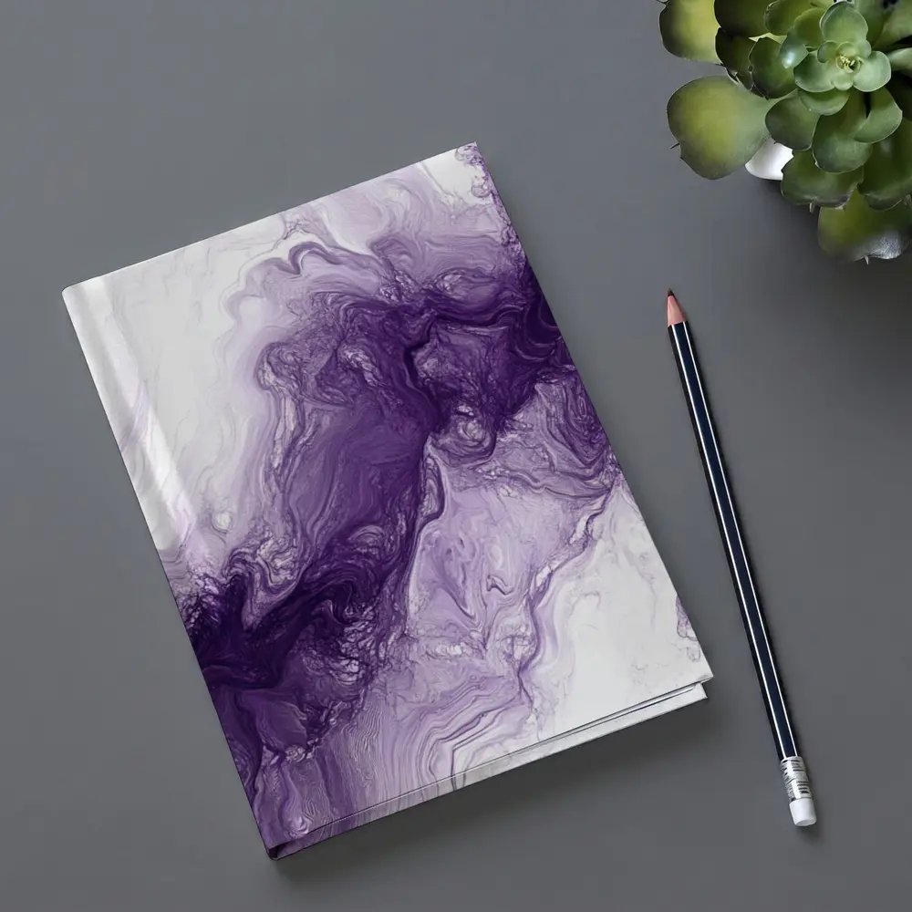 Purple Marble Abstract Fluid Art White – Notebooks