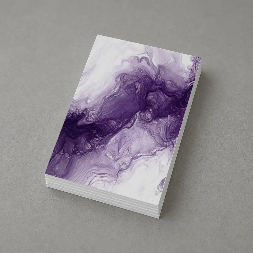Purple Marble Abstract Fluid Art White – Postcards