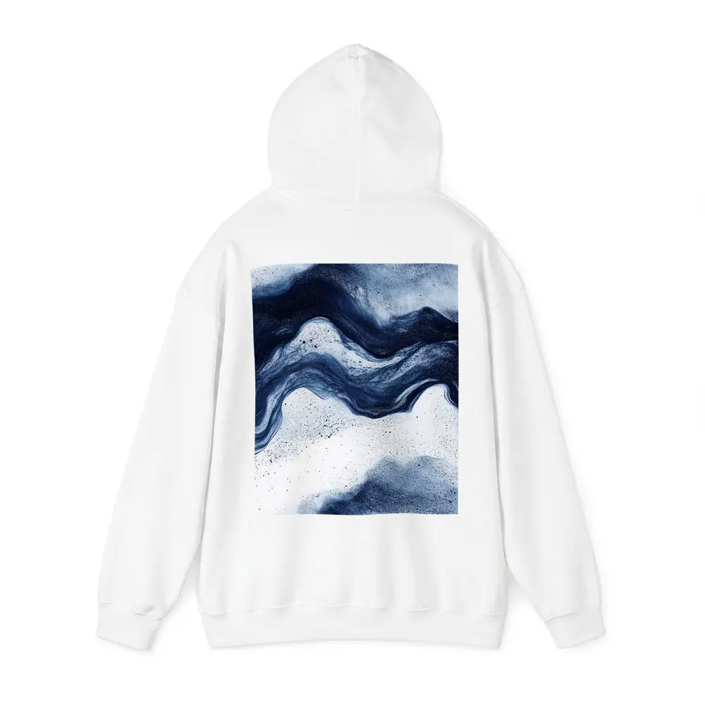 Dark Blue Ink Wave Abstract White Background – Hoodies