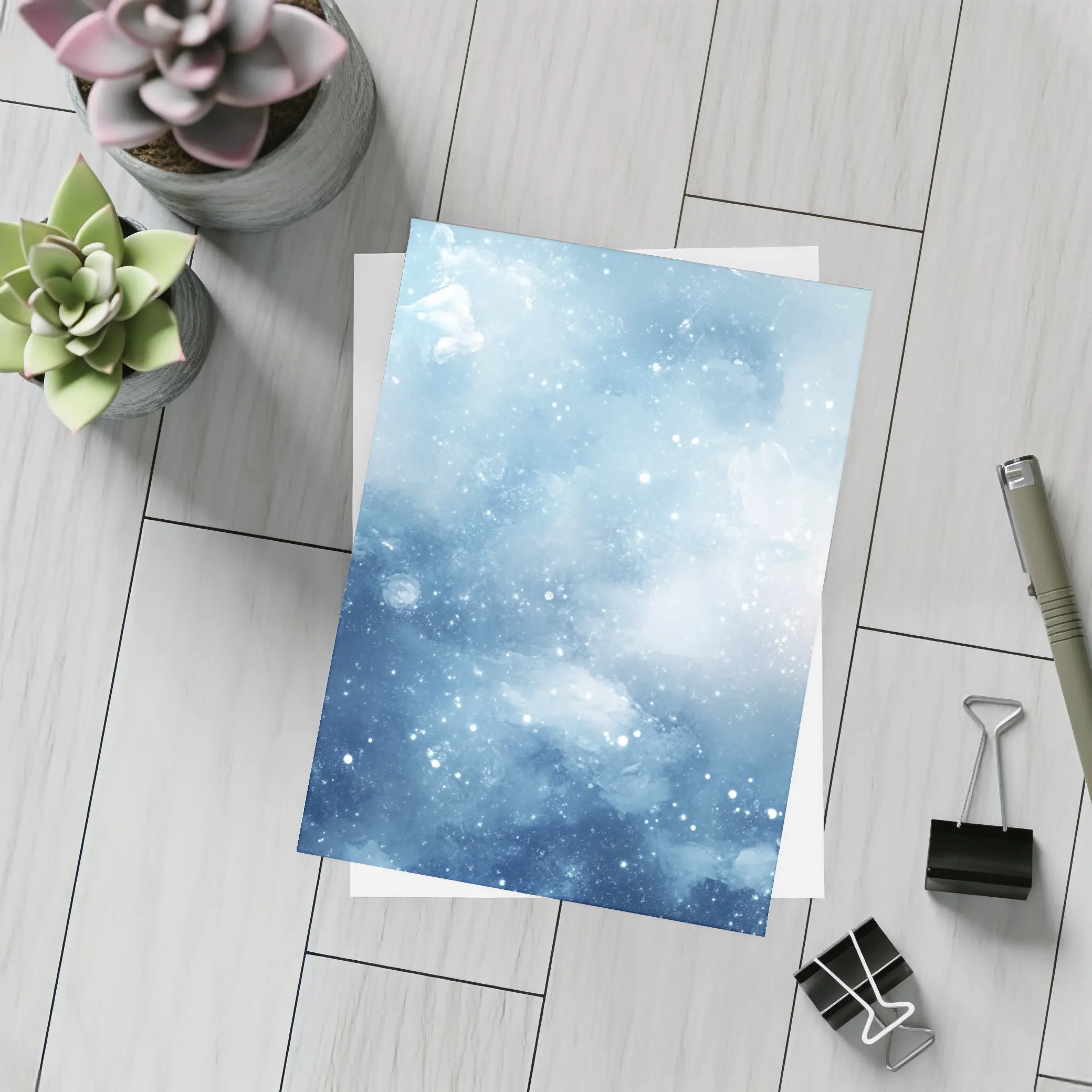 Blue Watercolor Galaxy Space Abstract Art – Postcards
