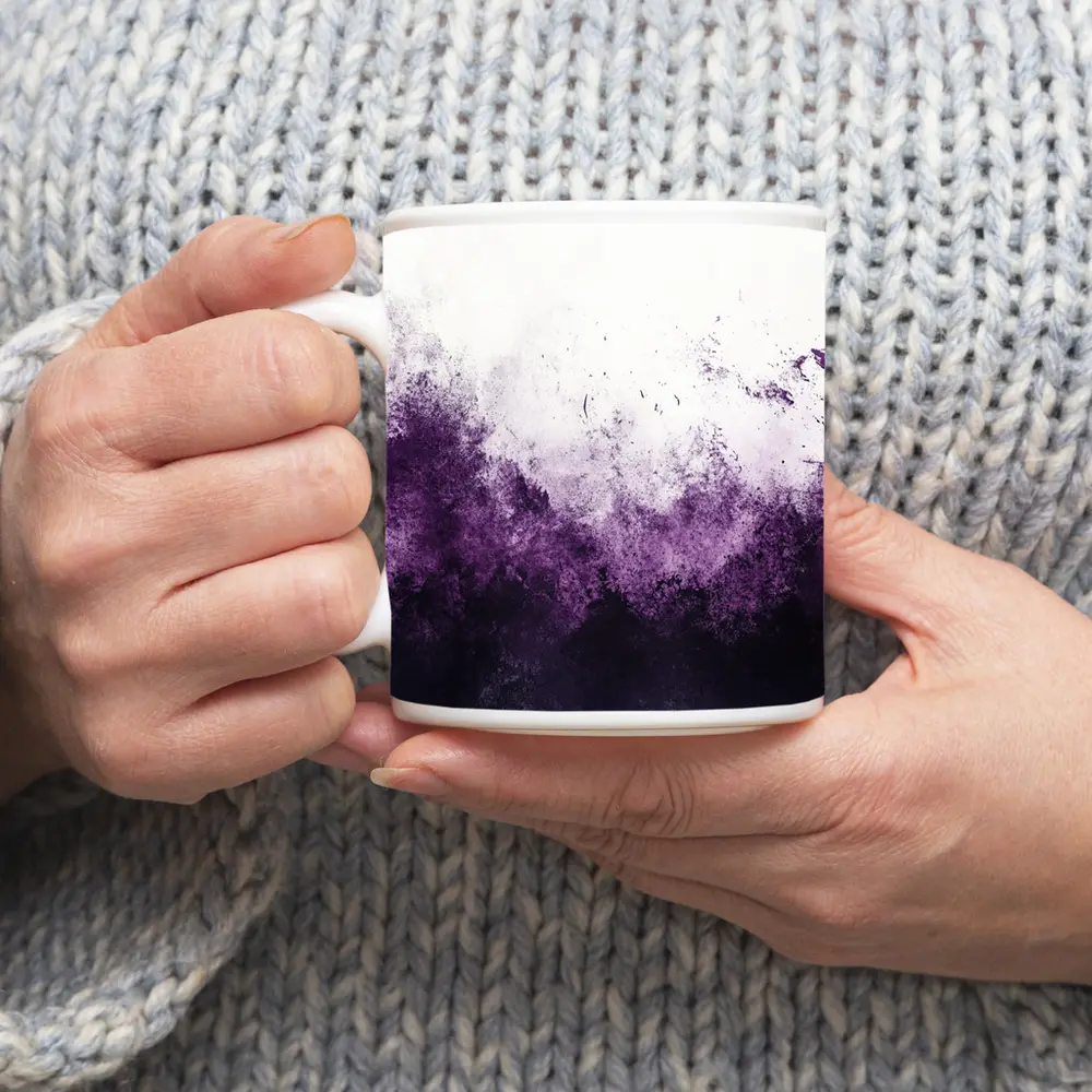 Dark Purple Abstract Grunge Watercolor Art – Mugs