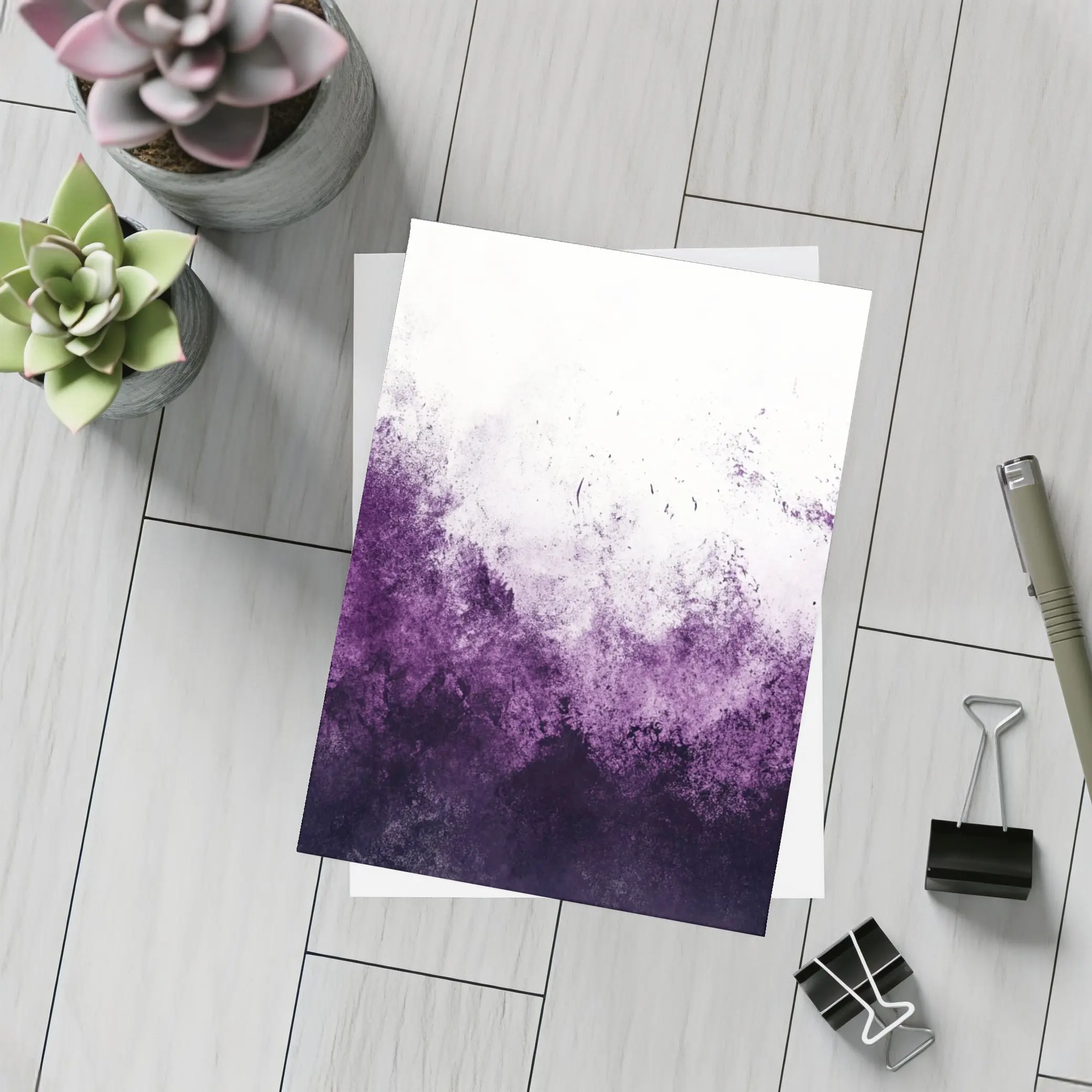 Dark Purple Abstract Grunge Watercolor Art – Postcards