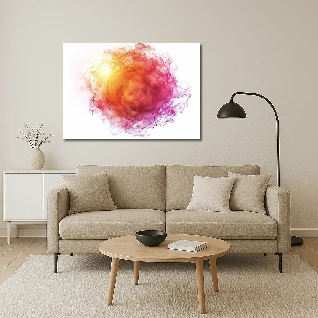 Fiery Red Orange Smoke Abstract White Background – Wall Art