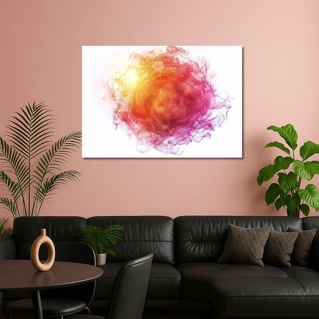Fiery Red Orange Smoke Abstract White Background – Wall Art