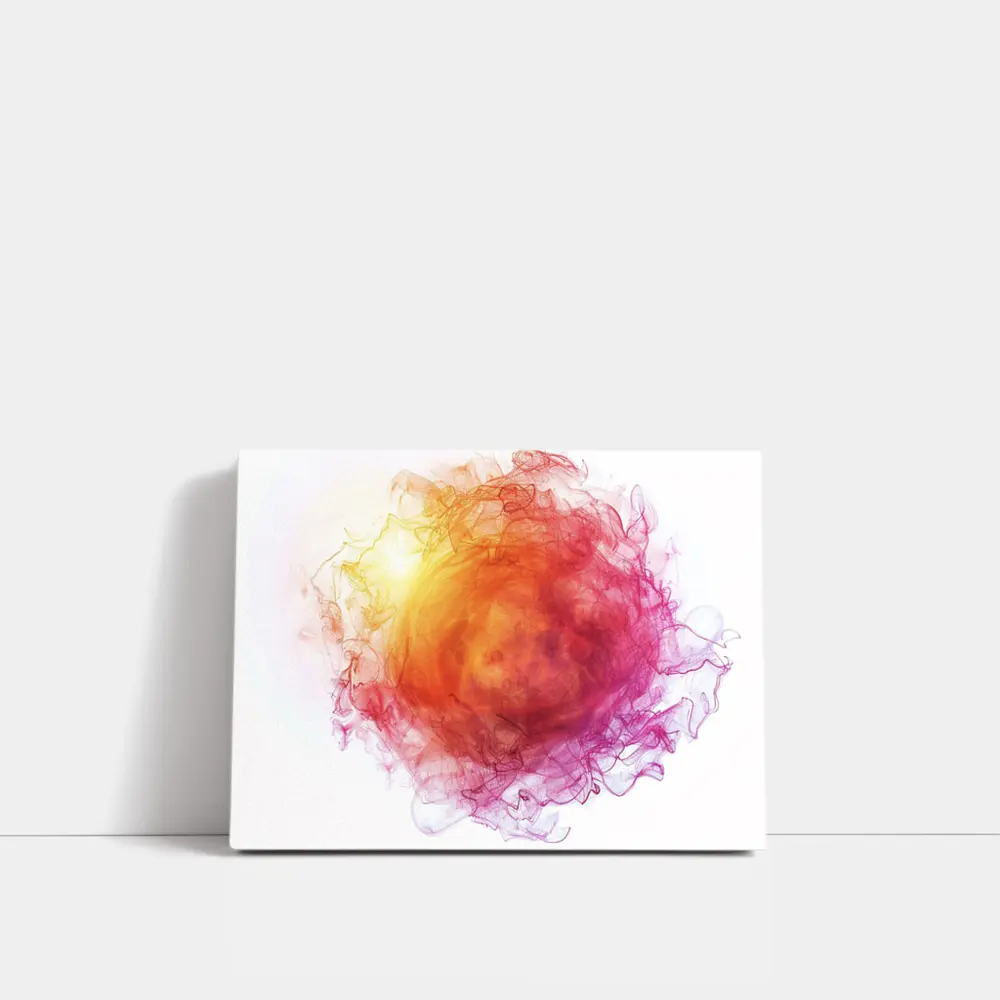 Fiery Red Orange Smoke Abstract White Background – Wall Art