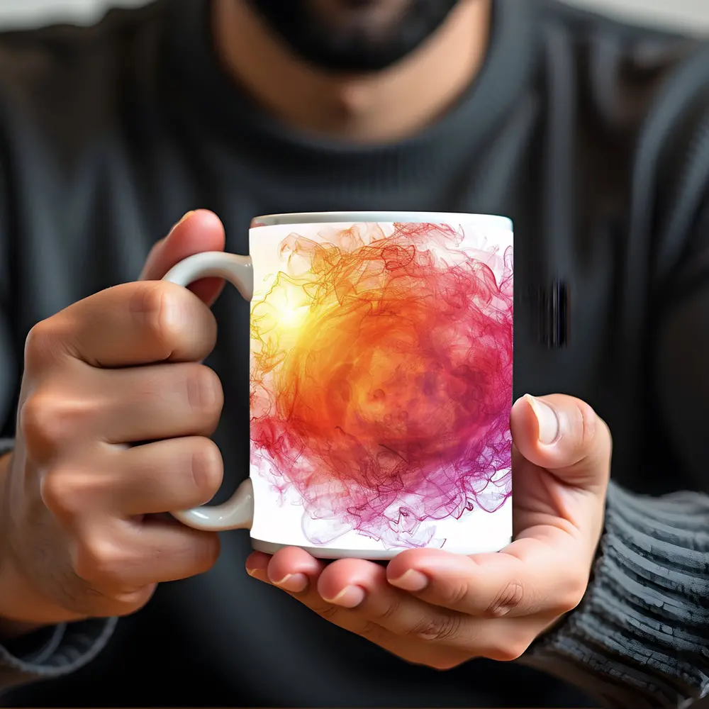 Fiery Red Orange Smoke Abstract White Background – Mugs