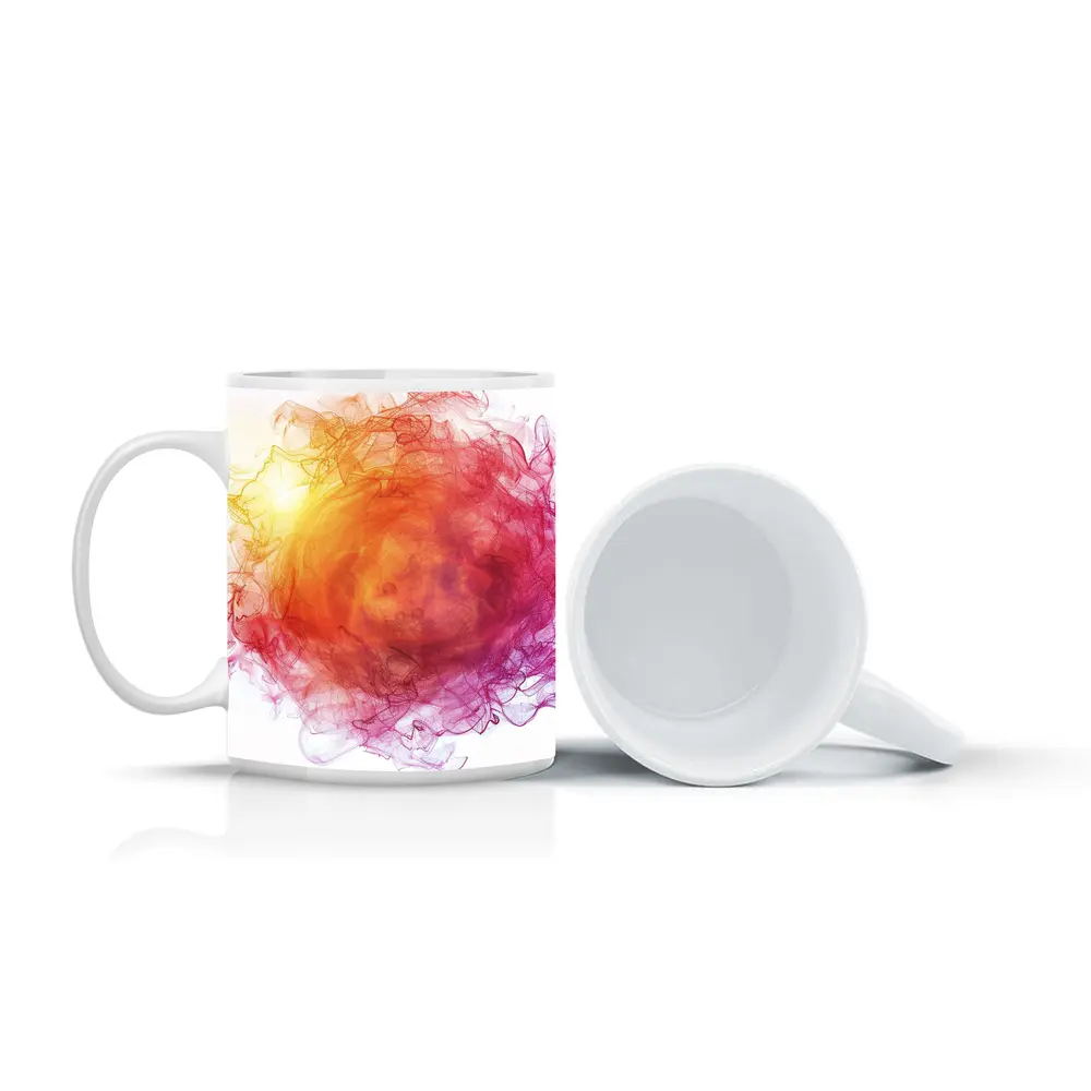 Fiery Red Orange Smoke Abstract White Background – Mugs