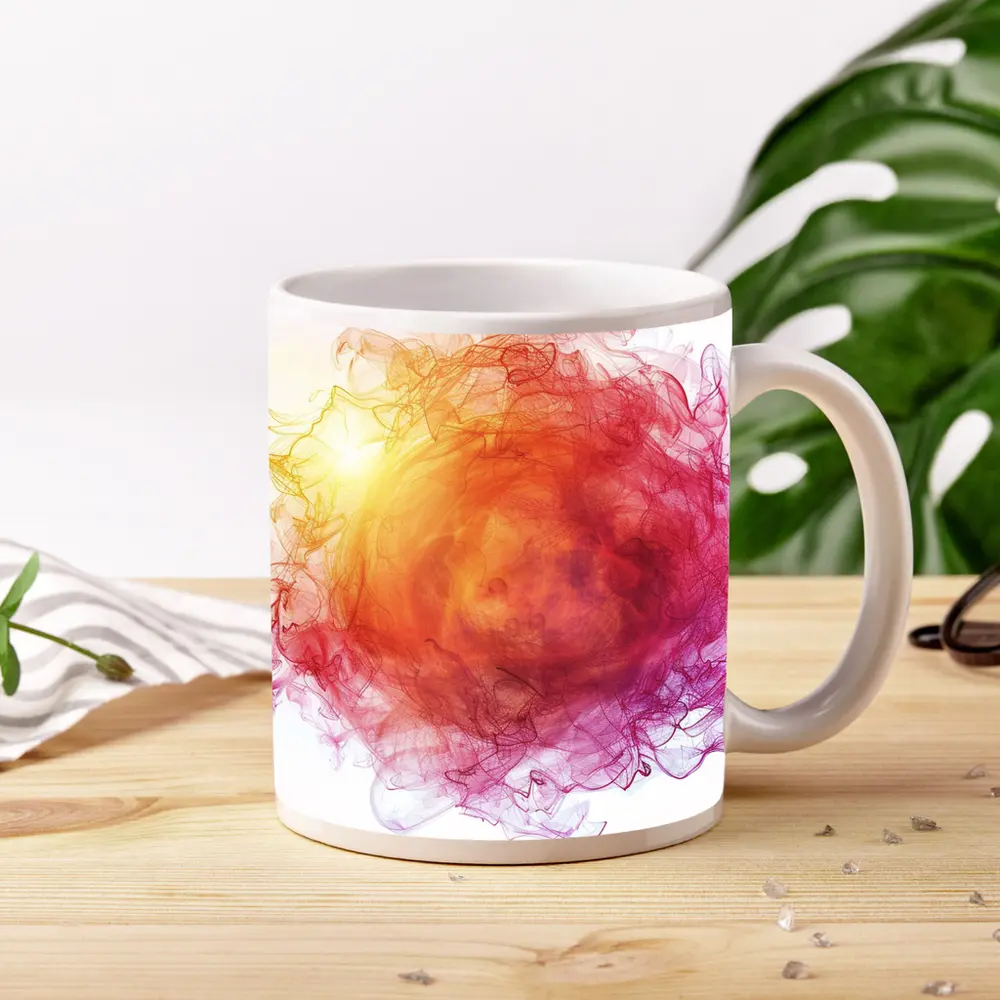 Fiery Red Orange Smoke Abstract White Background – Mugs