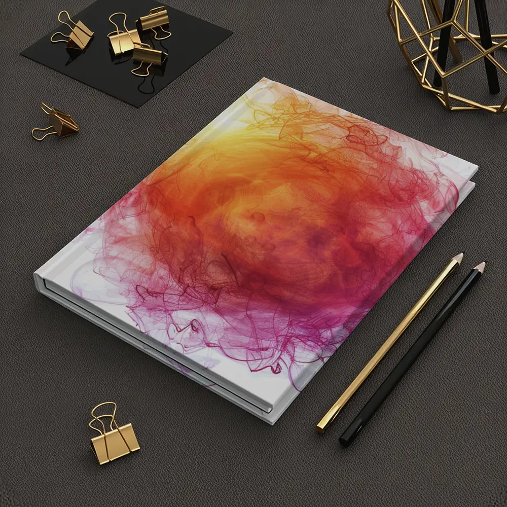 Fiery Red Orange Smoke Abstract White Background – Notebooks
