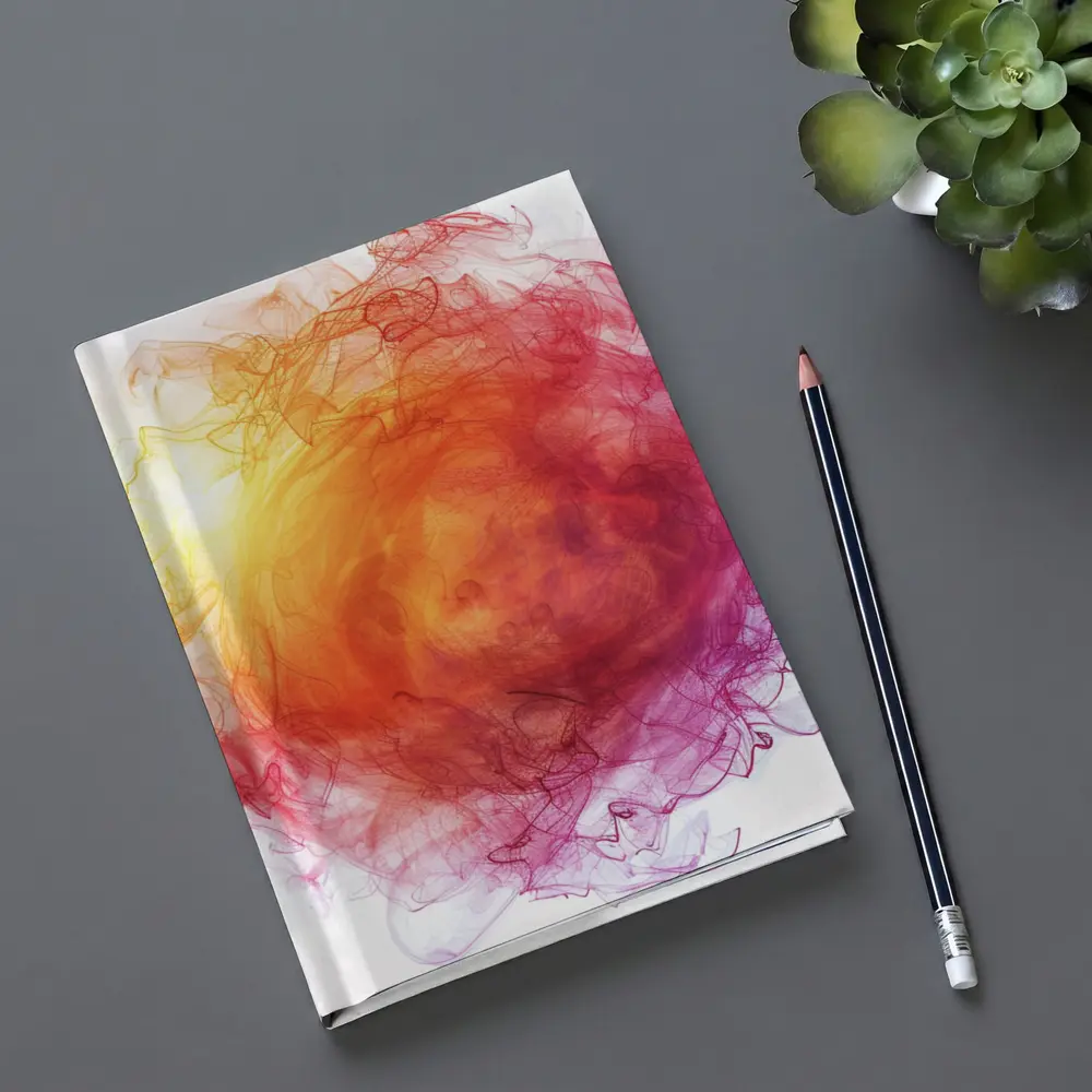 Fiery Red Orange Smoke Abstract White Background – Notebooks