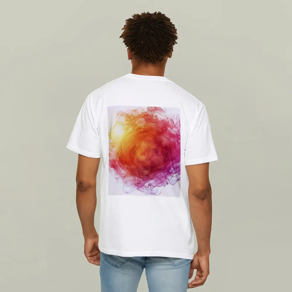 Fiery Red Orange Smoke Abstract White Background – T-Shirts