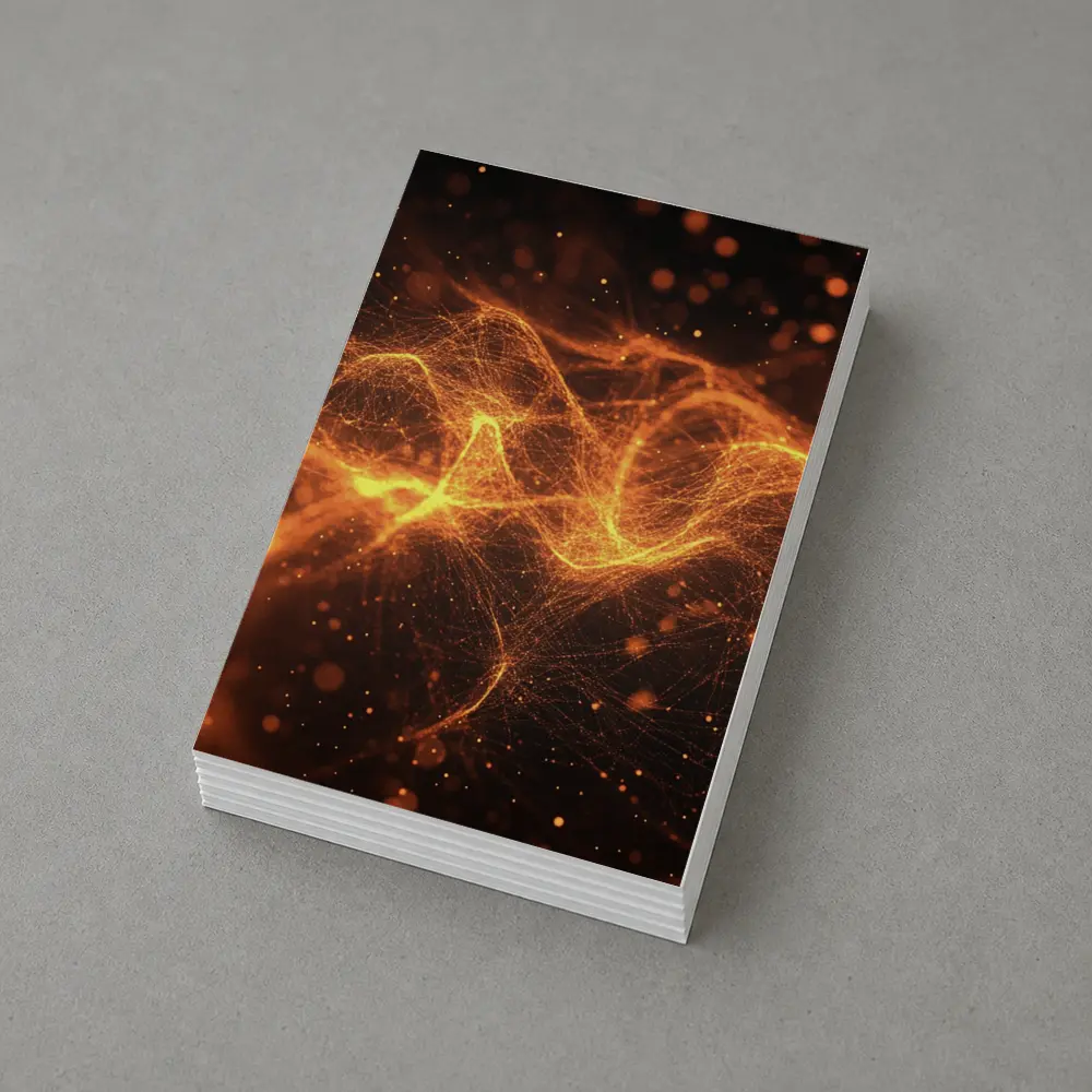 Golden Fire Particle Wave Dark Abstract – Postcards
