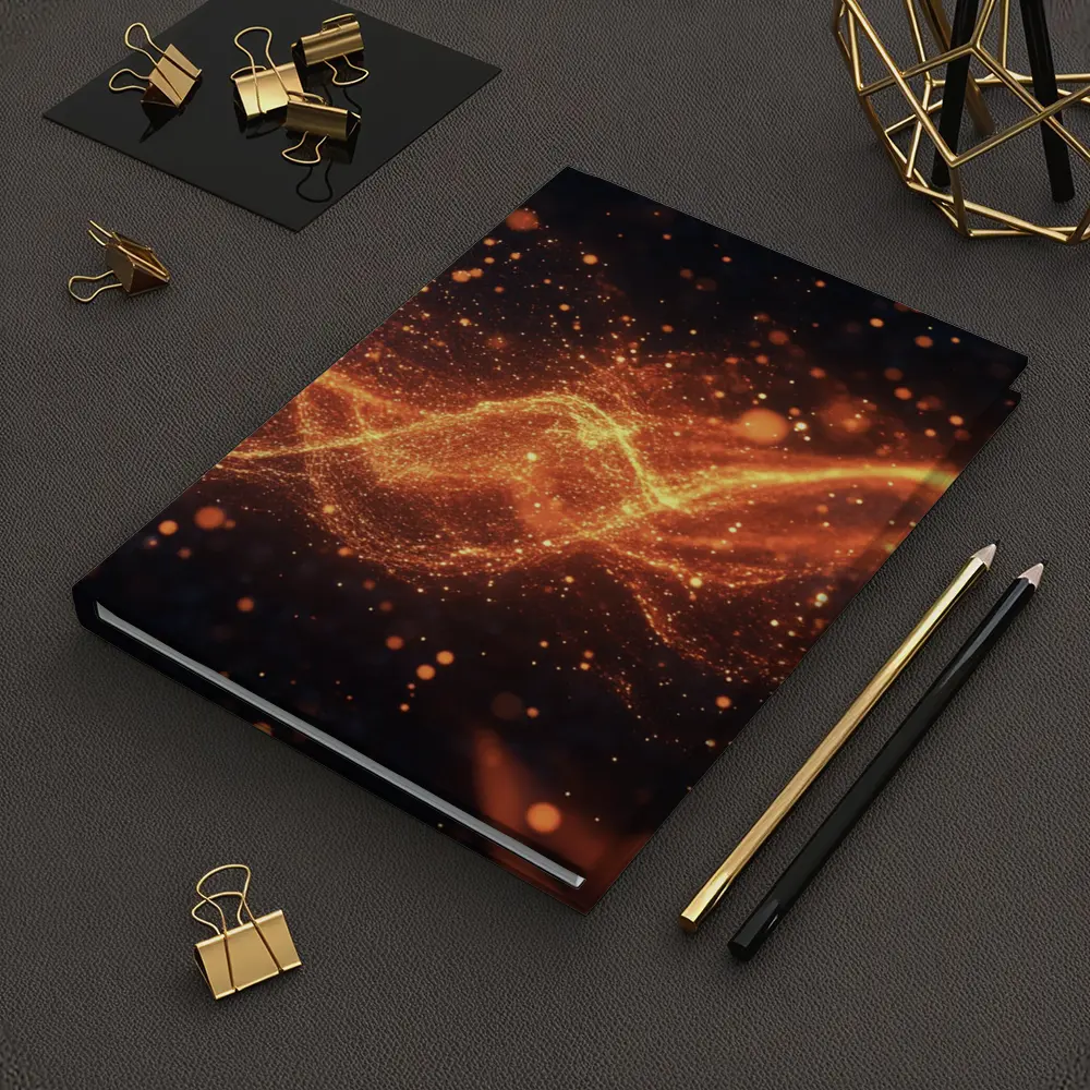 Golden Fire Particles Wave Dark Background – Notebooks