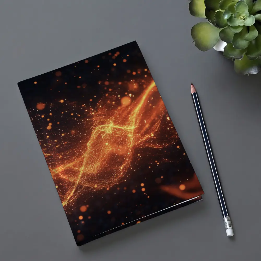 Golden Fire Particles Wave Dark Background – Notebooks