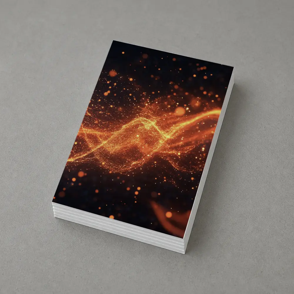 Golden Fire Particles Wave Dark Background – Postcards