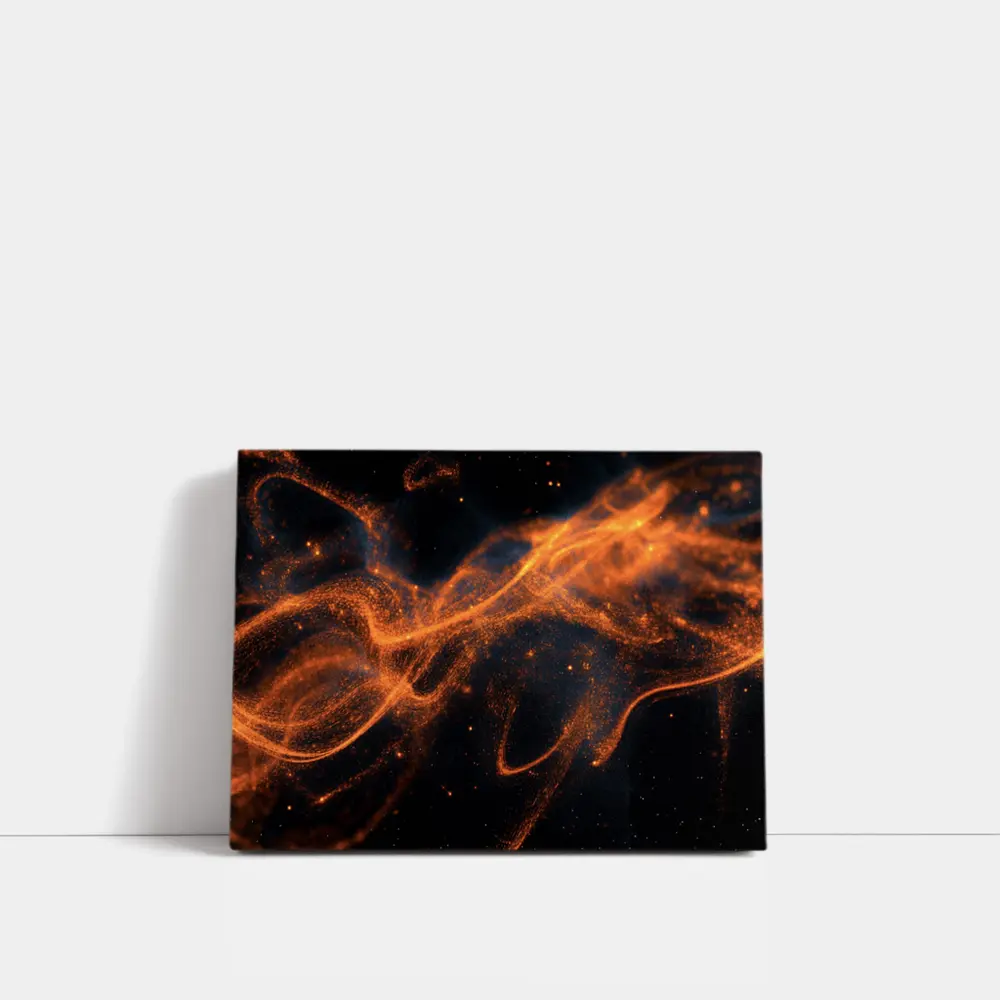 Orange Fire Particles Flowing Dark Space – Wall Art