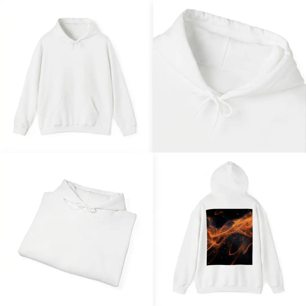 Orange Fire Particles Flowing Dark Space – Hoodies