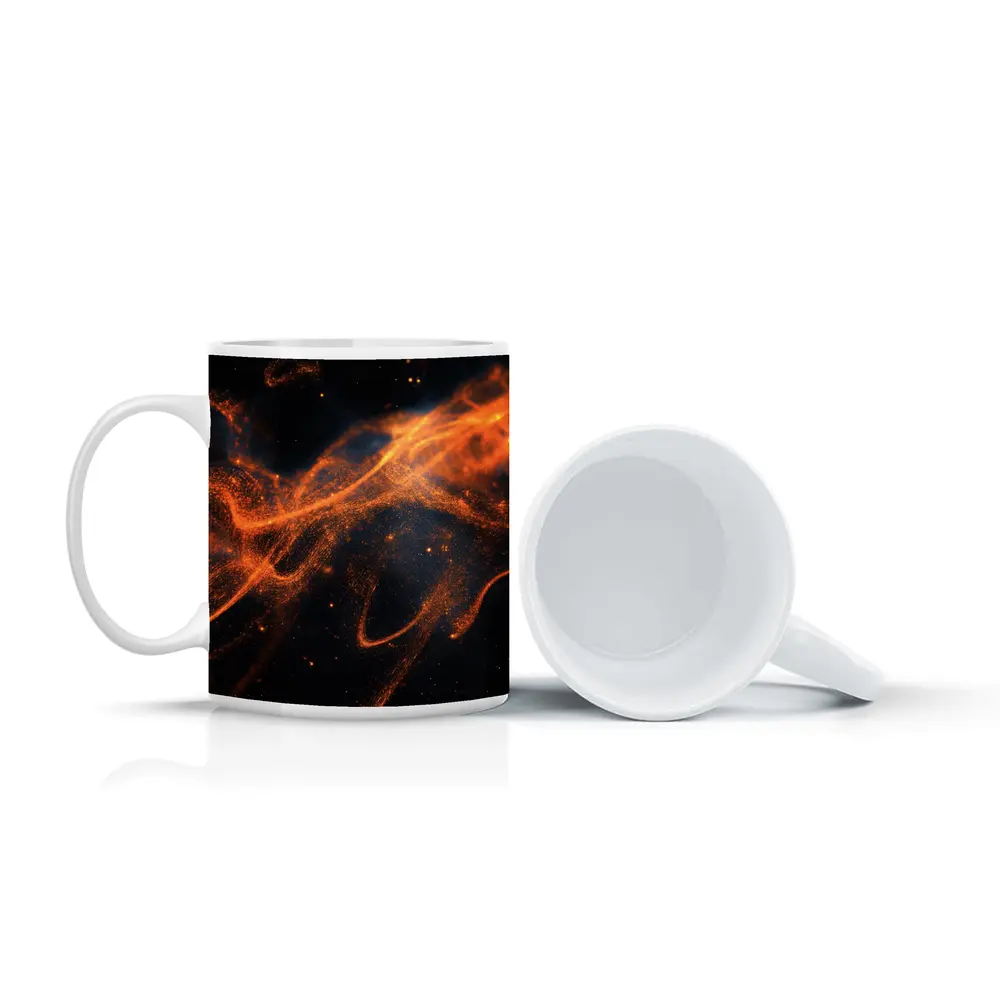 Orange Fire Particles Flowing Dark Space – Mugs