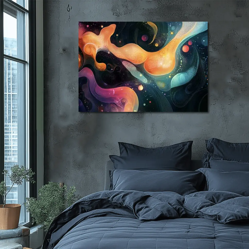 Abstract Fluid Art Dark Space Background – Wall Art