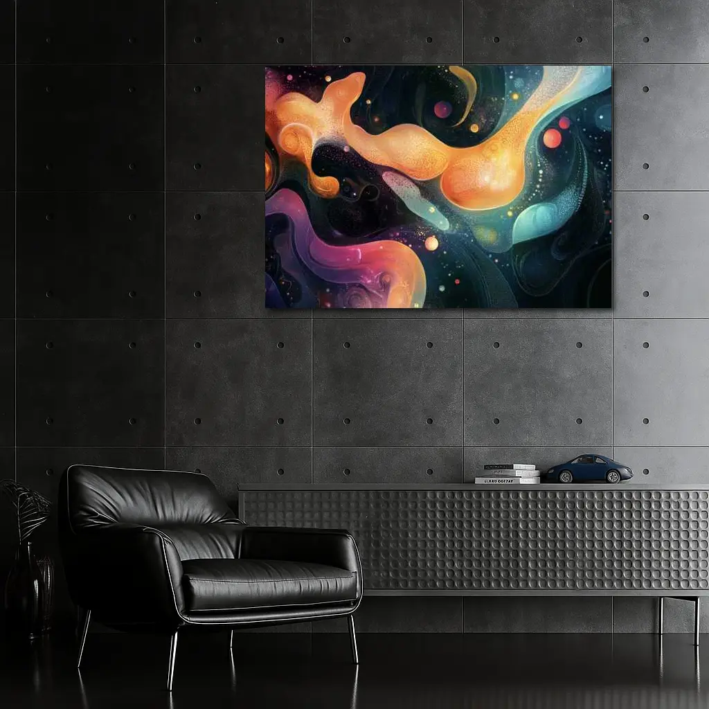 Abstract Fluid Art Dark Space Background – Wall Art