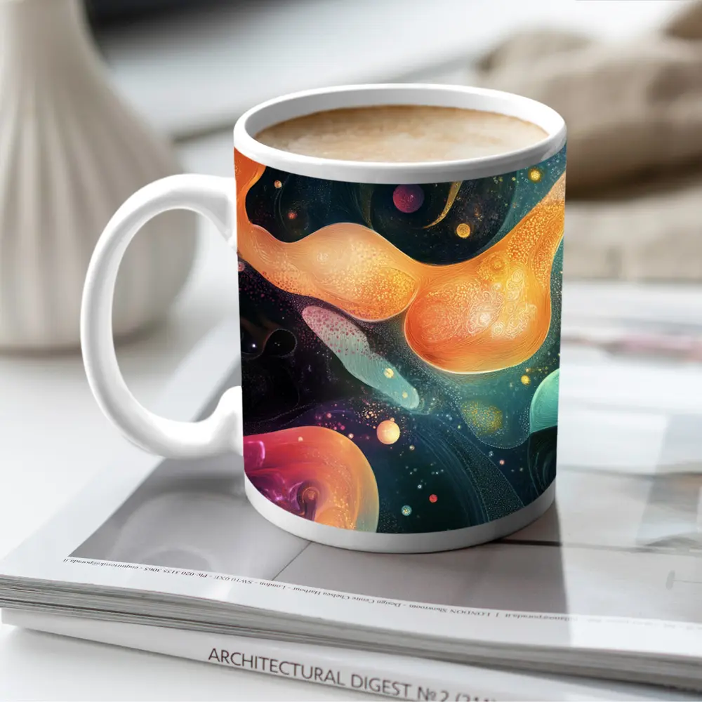 Abstract Fluid Art Dark Space Background – Mugs