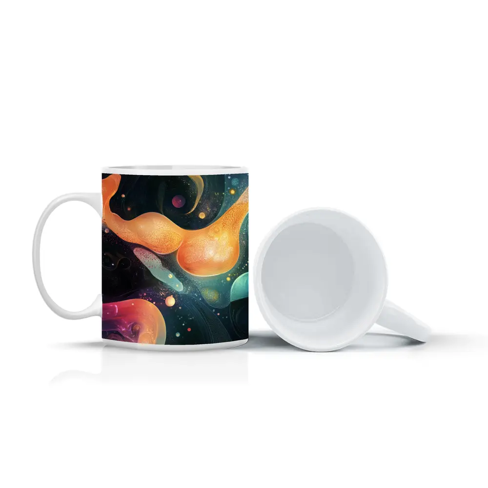Abstract Fluid Art Dark Space Background – Mugs