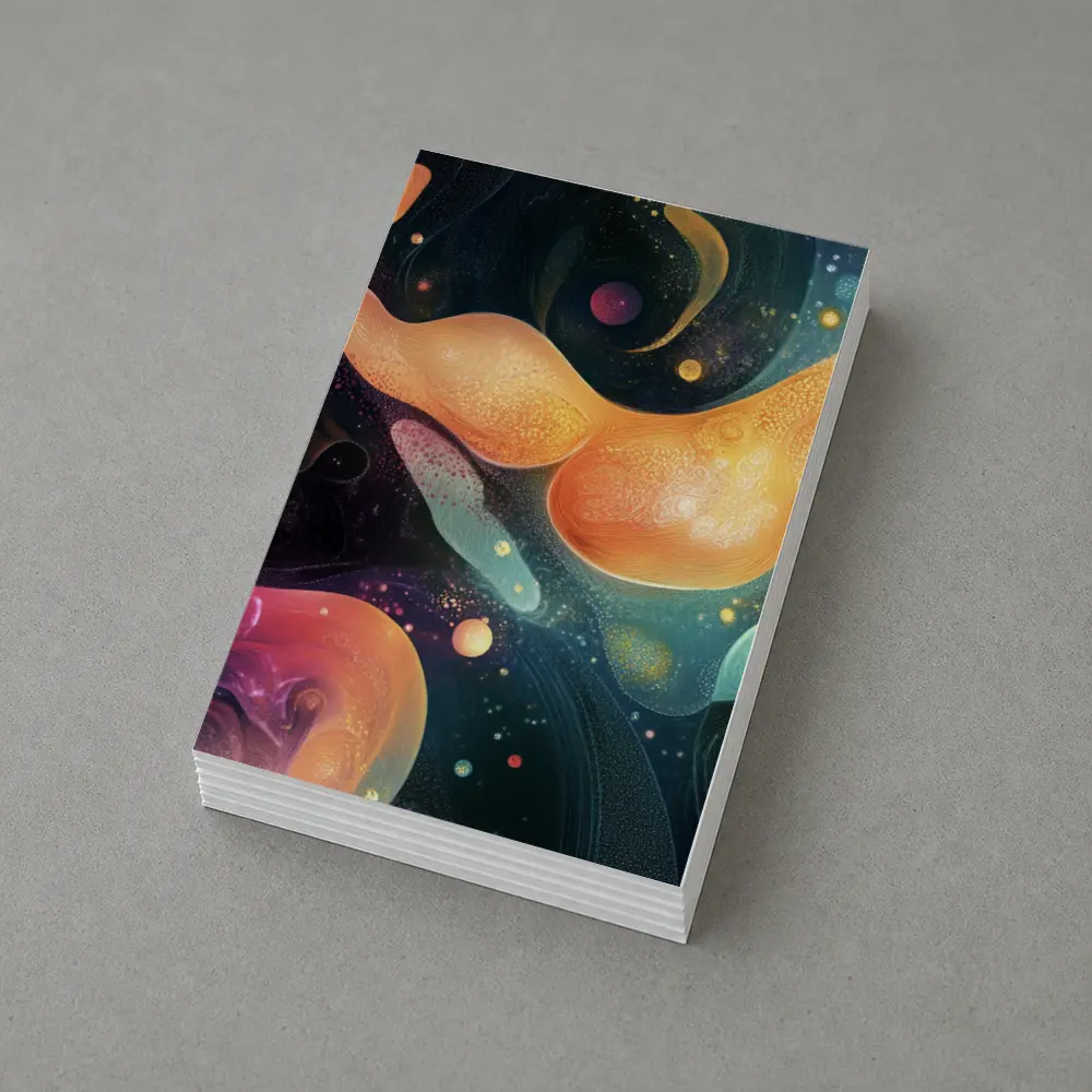 Abstract Fluid Art Dark Space Background – Postcards