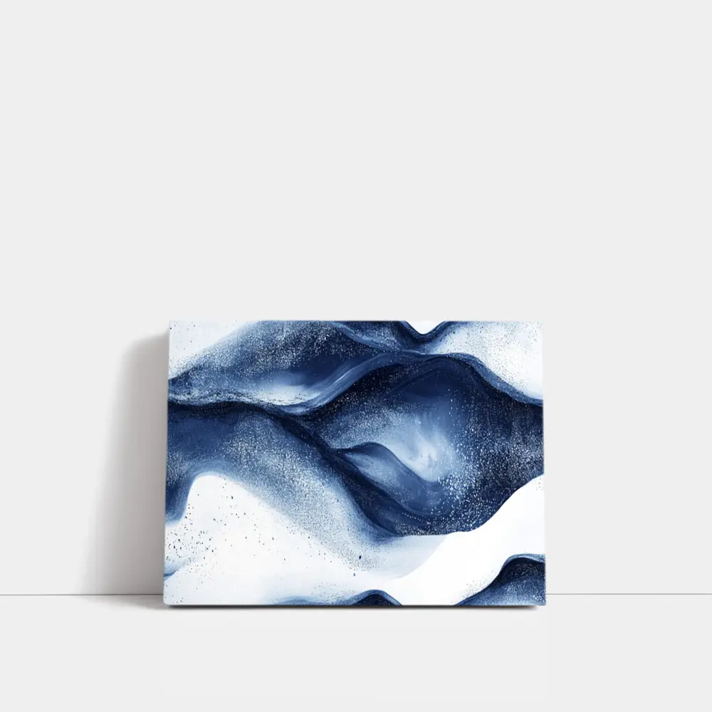 Dark Navy Blue Abstract Fluid Ink Art – Wall Art