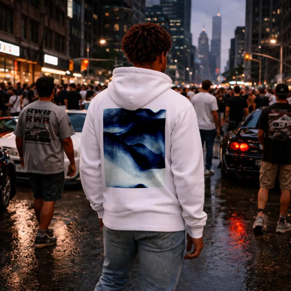 Dark Navy Blue Abstract Fluid Ink Art – Hoodies
