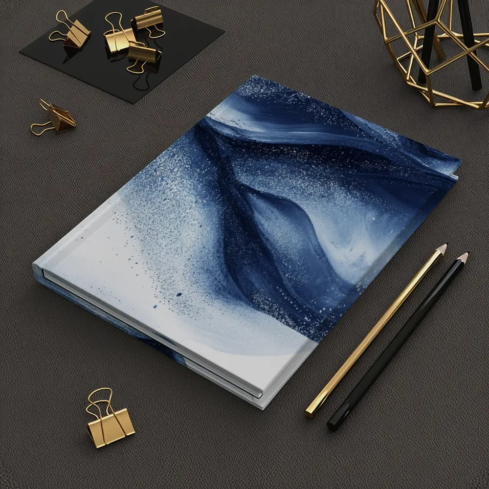 Dark Navy Blue Abstract Fluid Ink Art – Notebooks