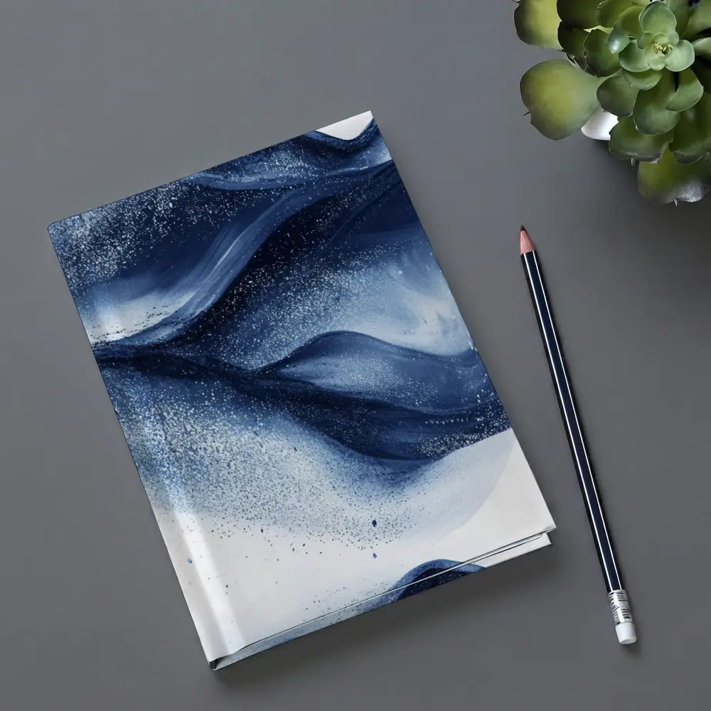 Dark Navy Blue Abstract Fluid Ink Art – Notebooks