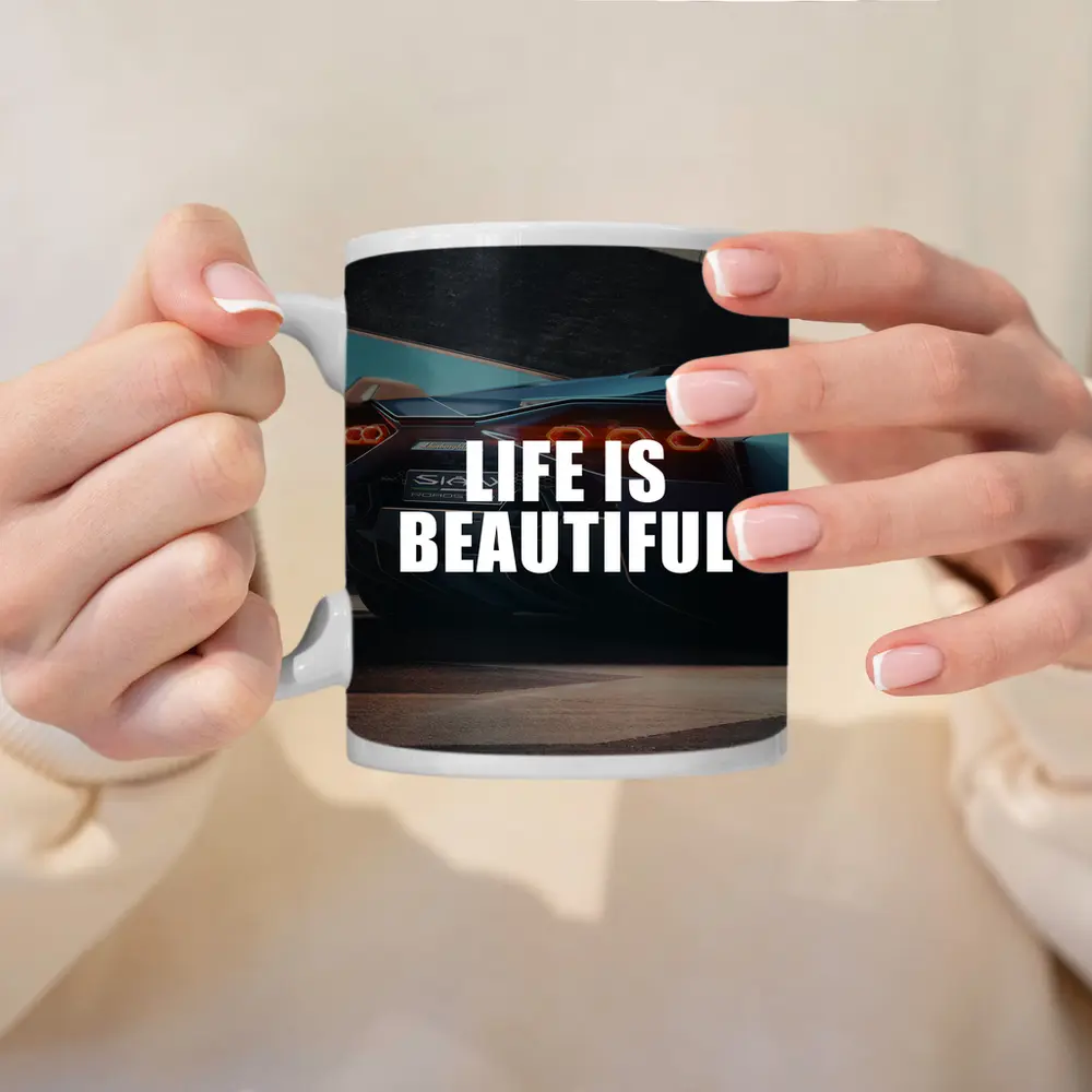 Life Is Beautiful Lamborghini Sian Motivational Art – Mugs