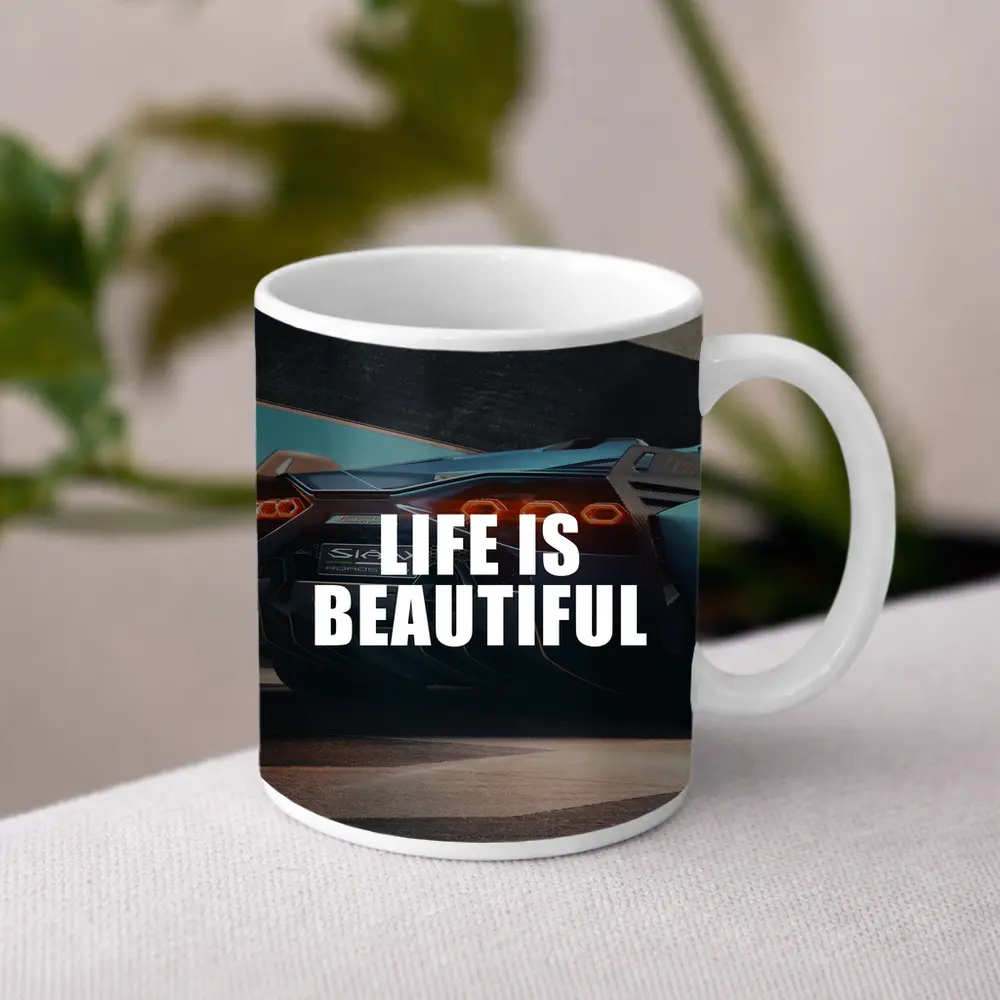 Life Is Beautiful Lamborghini Sian Motivational Art – Mugs
